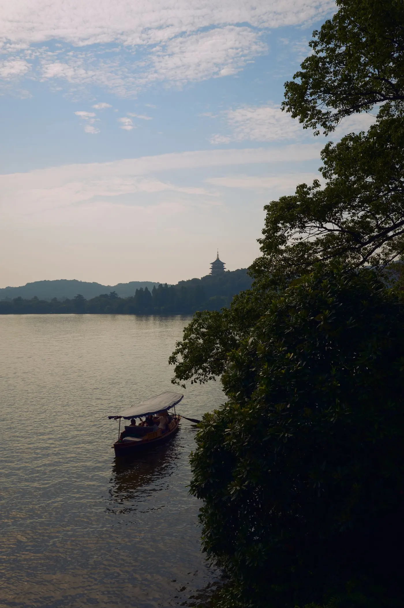 Boat across the lake